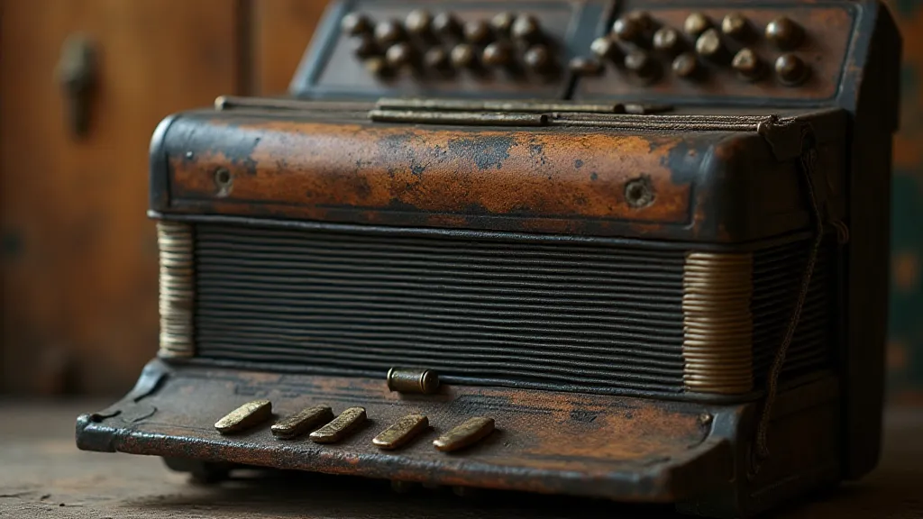 Antique accordion close-up