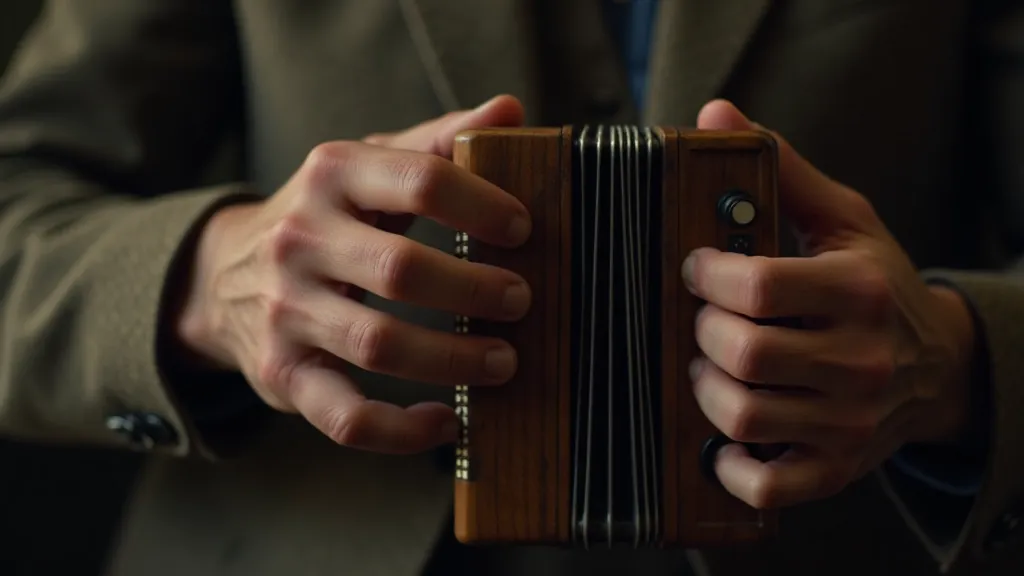 Grandfather playing an accordion
