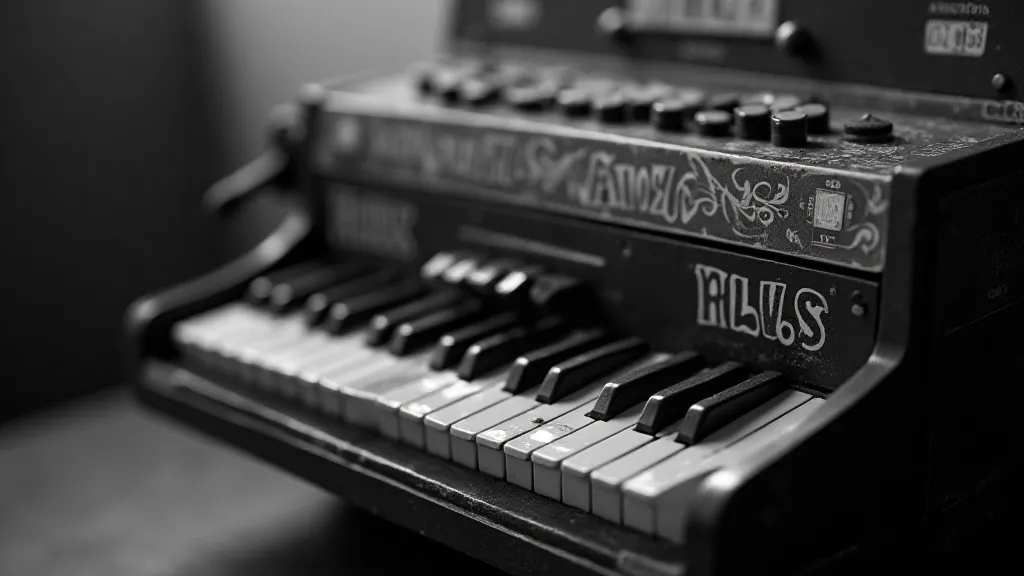 Close-up of antique accordion keys