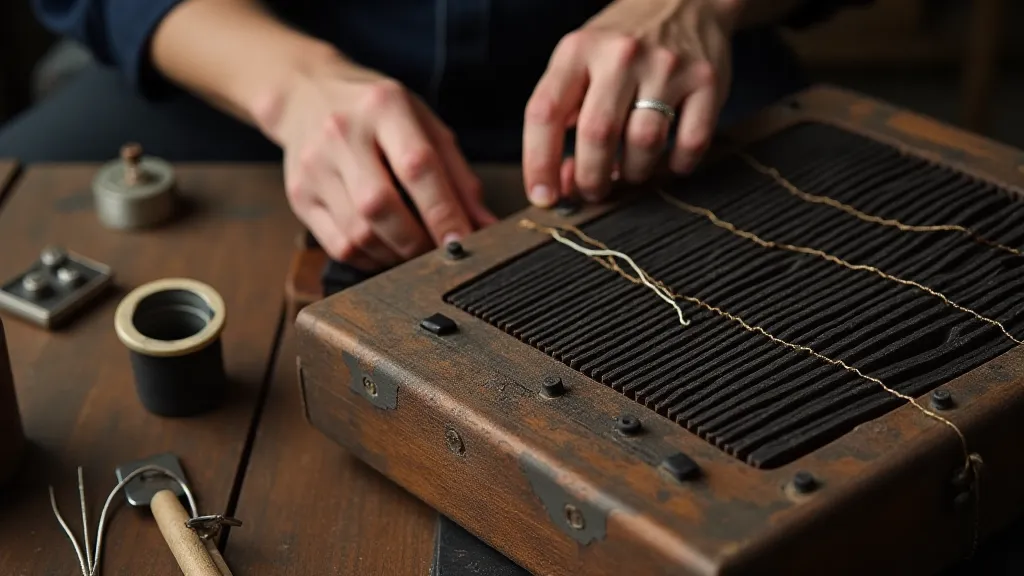 Craftsman repairing an accordion bellows