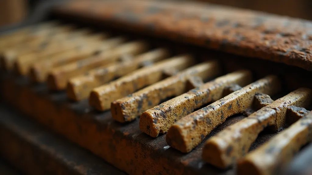 Close-up of an antique accordion’s keys