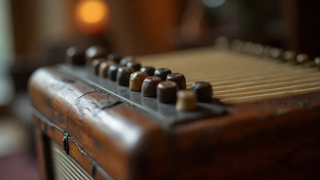 Close-up of an antique accordion