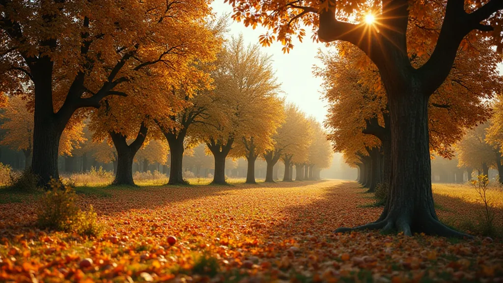 Autumn landscape of an orchard