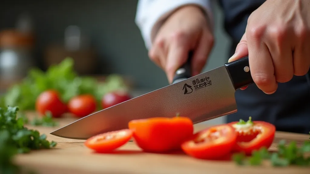 Chef slicing a bell pepper