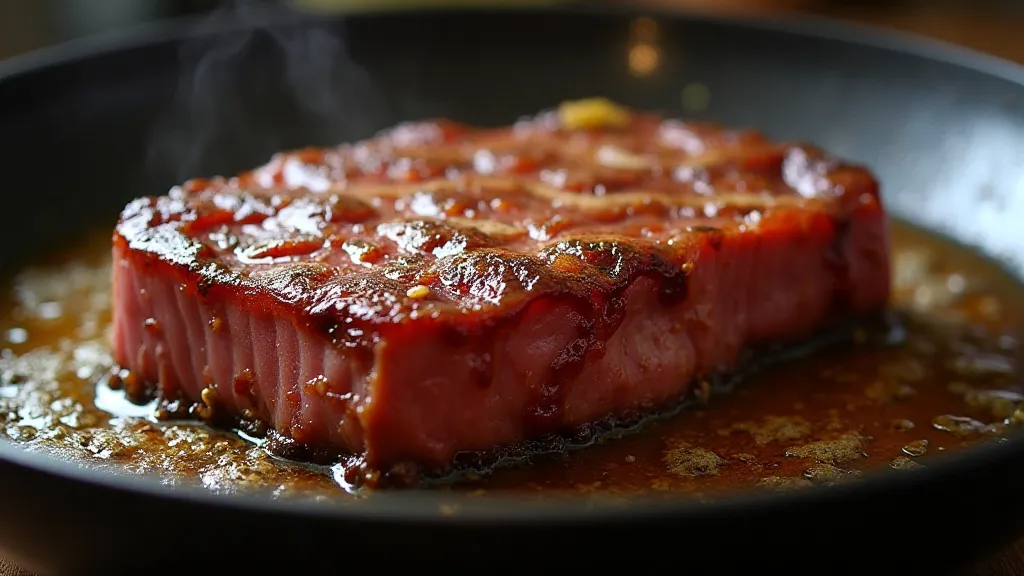 Steak being seared after sous vide
